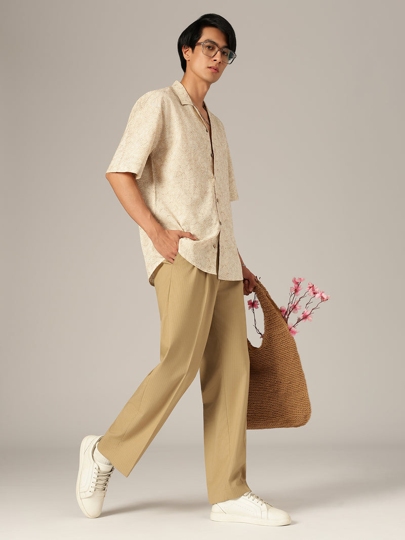 Off White: Embroidered Drop Shoulder Oversized Casual Shirt