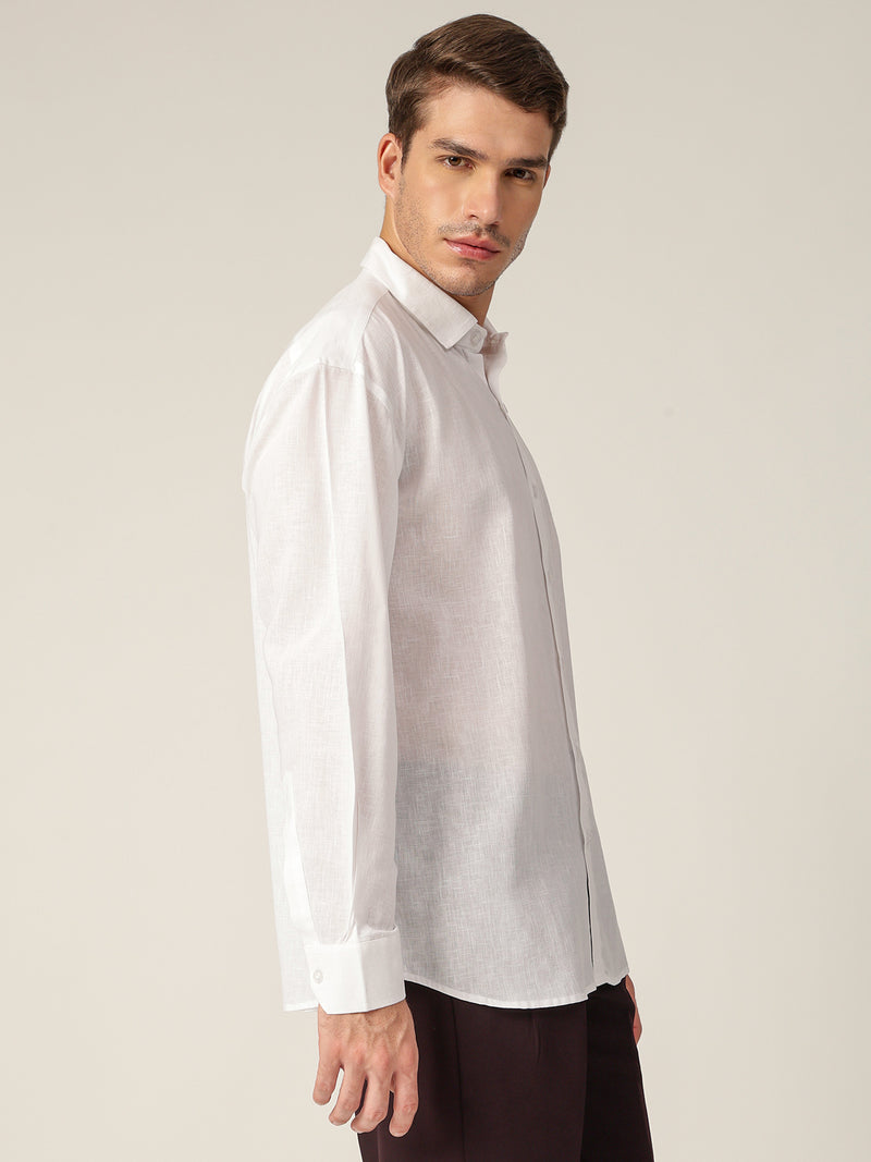 White: Spread Collar Sustainable Casual Shirt