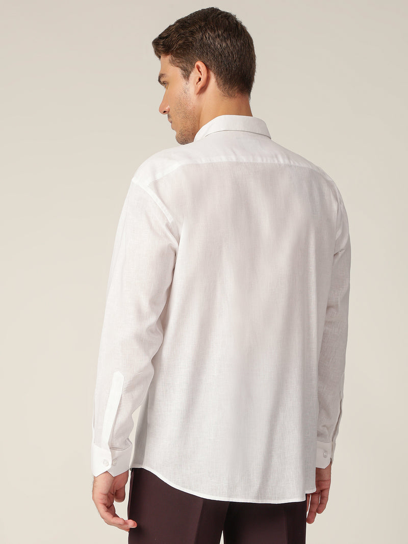 White: Spread Collar Sustainable Casual Shirt