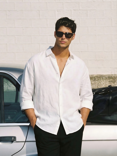 White: Spread Collar Sustainable Casual Shirt