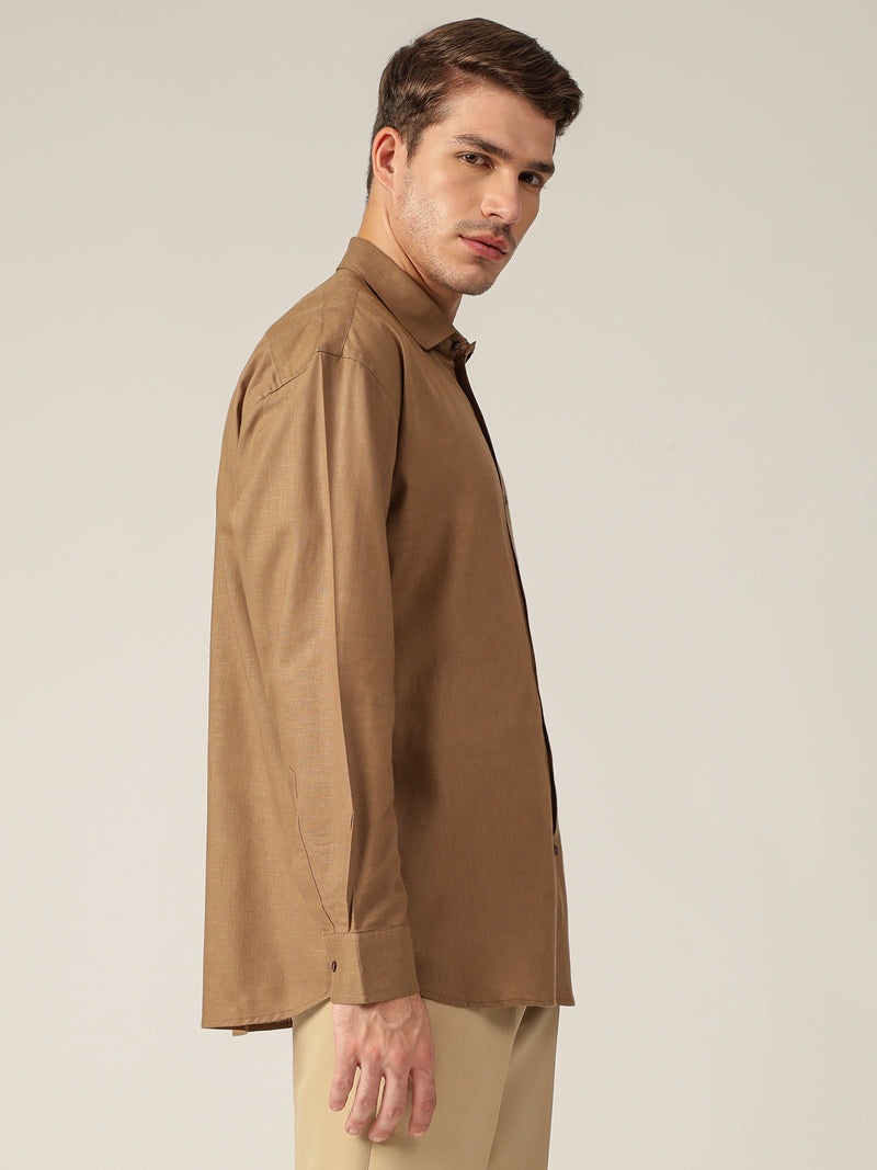 Brown: Spread Collar Sustainable Casual Shirt