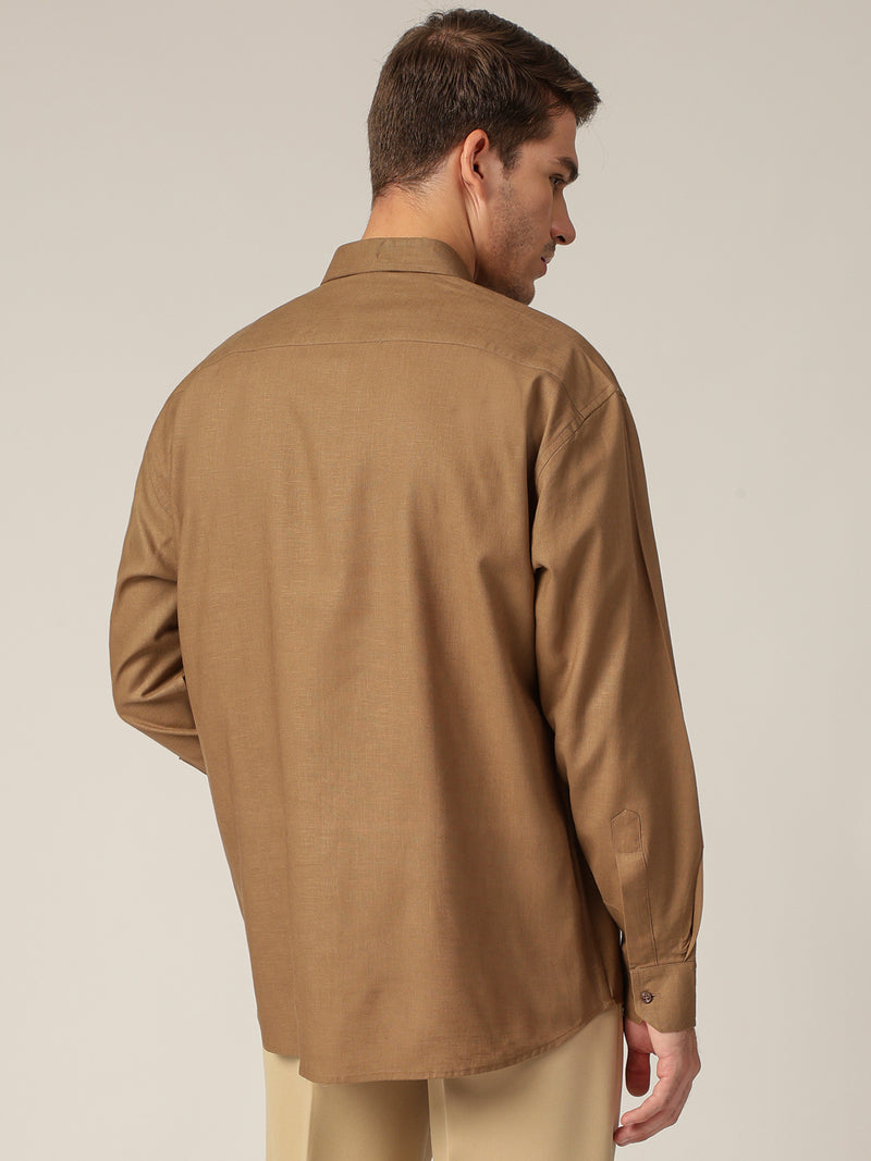 Brown: Spread Collar Sustainable Casual Shirt