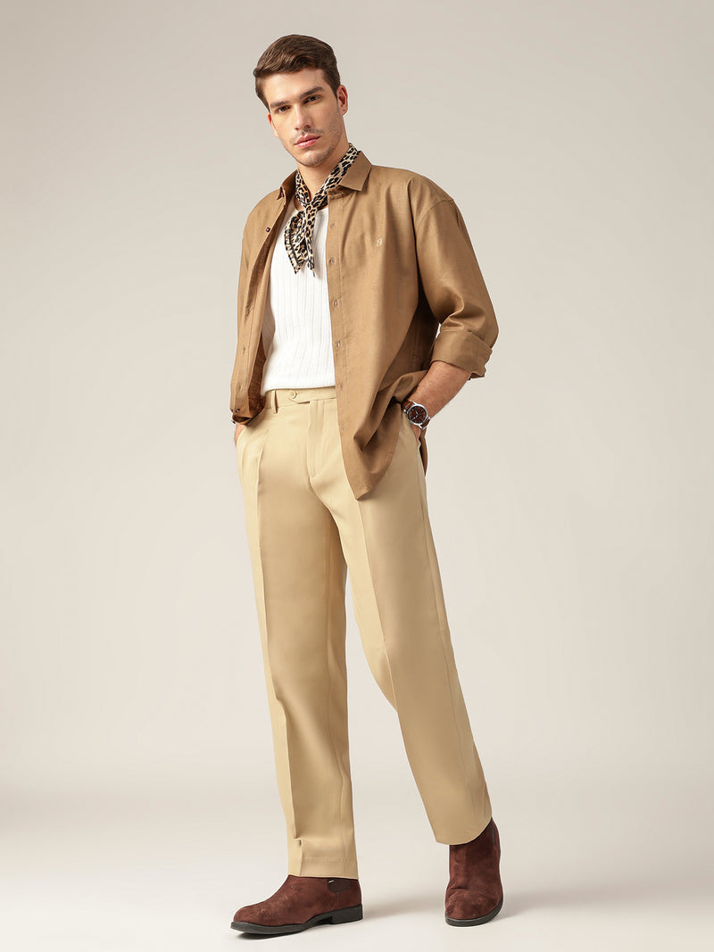 Brown: Spread Collar Sustainable Casual Shirt