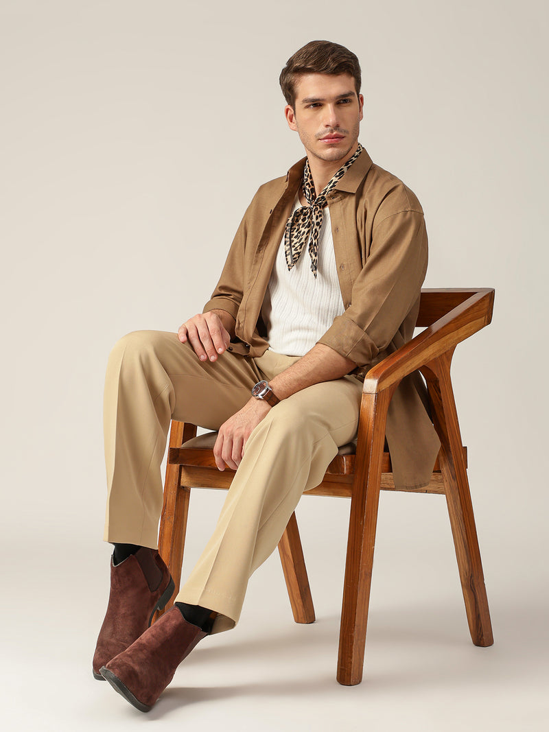 Brown: Spread Collar Sustainable Casual Shirt