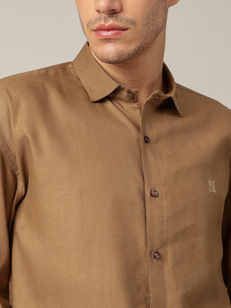 Brown: Spread Collar Sustainable Casual Shirt