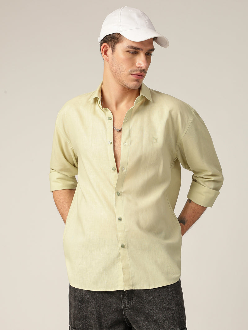 Mint Green: Spread Collar Sustainable Casual Shirt