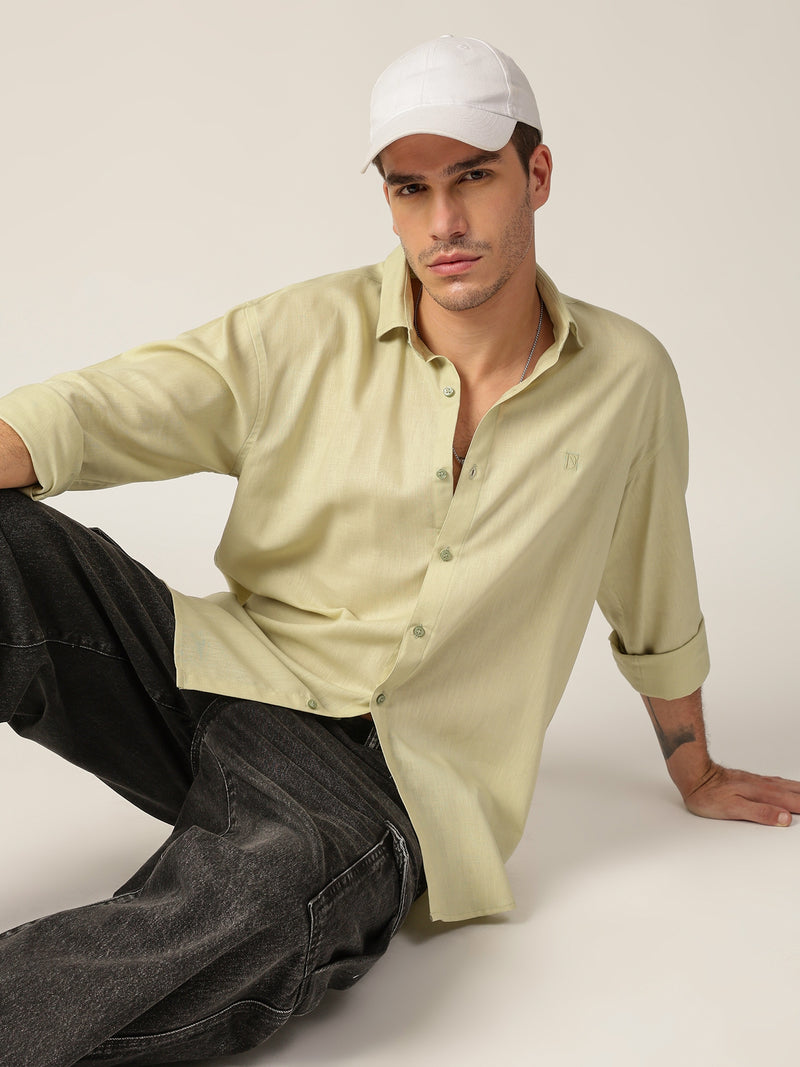Mint Green: Spread Collar Sustainable Casual Shirt