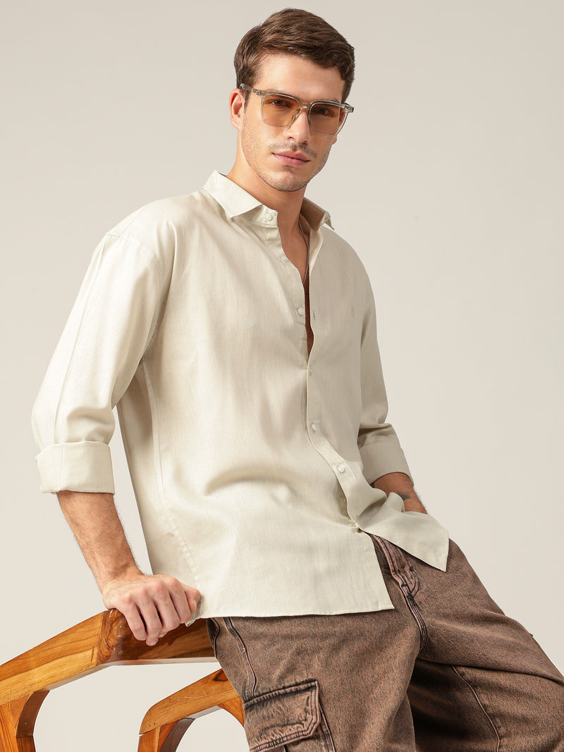 Light Green: Spread Collar Sustainable Casual Shirt
