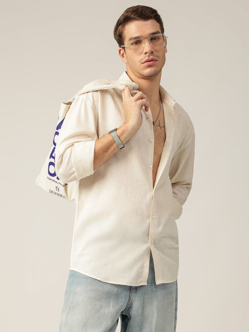 Cream: Spread Collar Sustainable Casual Shirt