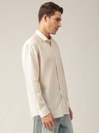 Cream: Spread Collar Sustainable Casual Shirt