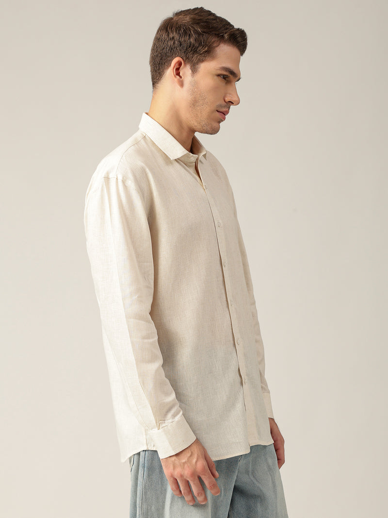Cream: Spread Collar Sustainable Casual Shirt