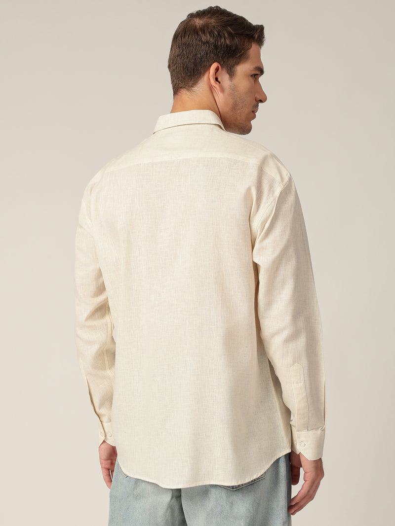 Cream: Spread Collar Sustainable Casual Shirt