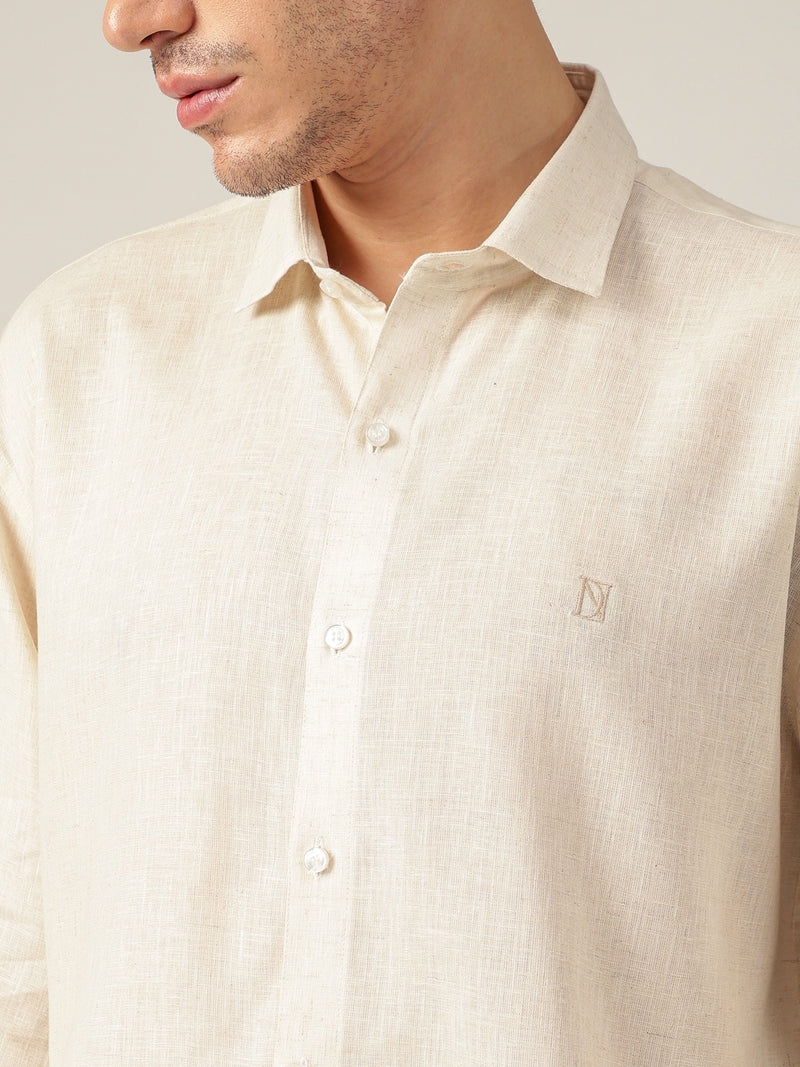 Cream: Spread Collar Sustainable Casual Shirt