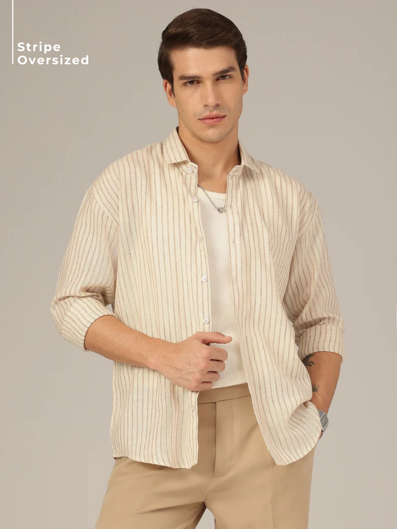 Vertical Striped Oversized Casual Shirt