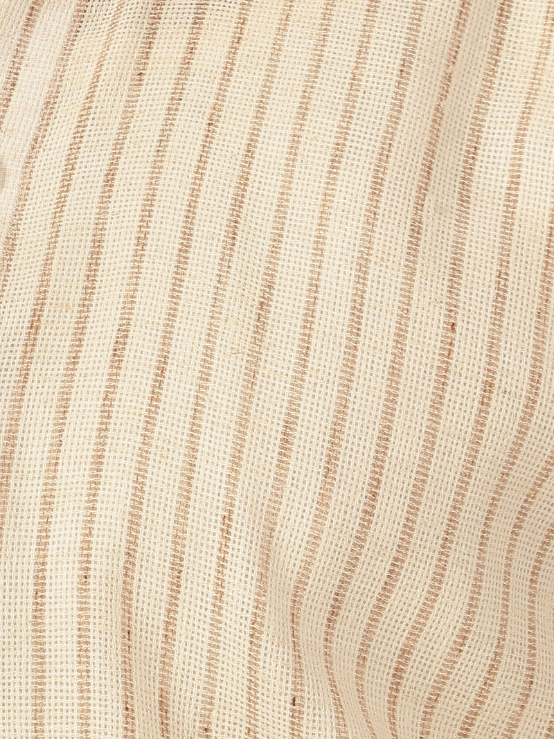 Cream & Brown: Vertical Striped Oversized Casual Shirt