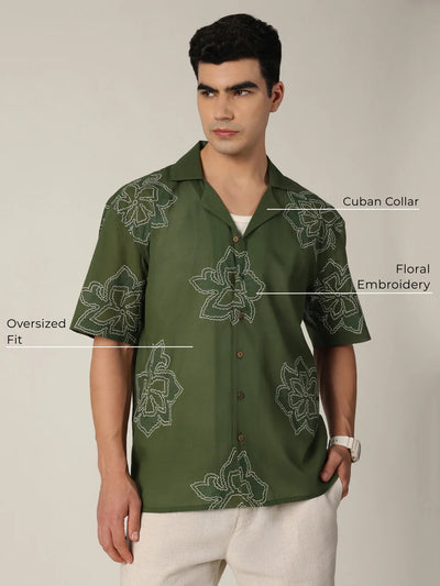 Floral Embroidered Cotton Shirt