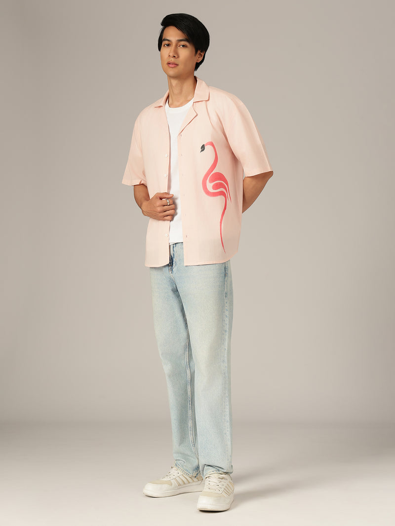 Light Pink: Hand Brushpainted Drop-Shoulder Oversized Shirt