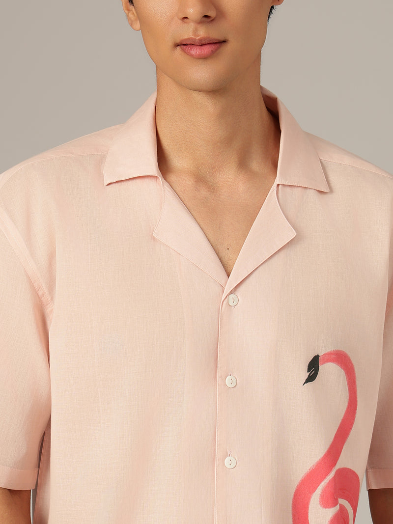 Light Pink: Hand Brushpainted Drop-Shoulder Oversized Shirt