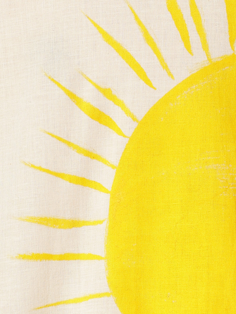 White & Yellow: Hand Brushpainted Relaxed Fit Casual Shirt