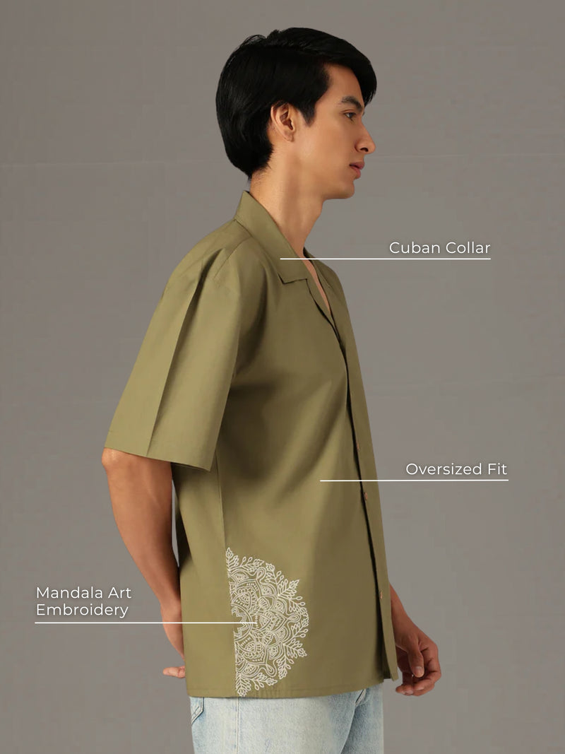 Minimal Embroidered Cuban Collar Shirt