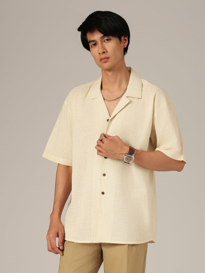 Cream: Embroidered Drop Shoulder Oversized Shirt