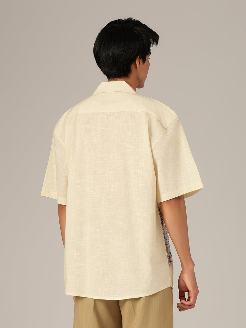 Cream: Embroidered Drop Shoulder Oversized Shirt