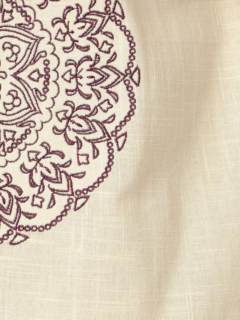 Cream: Embroidered Drop Shoulder Oversized Shirt