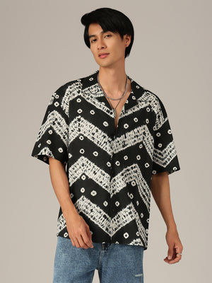 Black & White: Bandhani Printed Oversized Sustainable Shirt