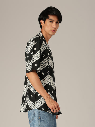 Black & White: Bandhani Printed Oversized Sustainable Shirt