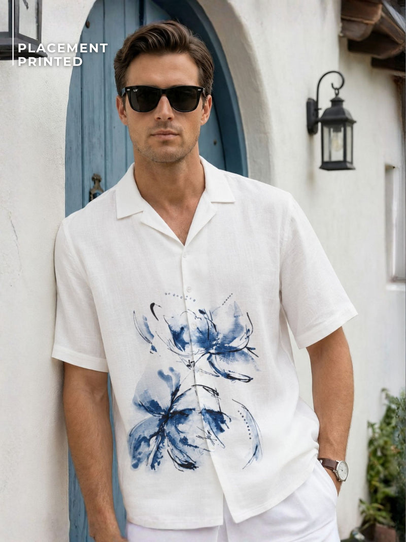 Placement Printed Textured Casual Shirt