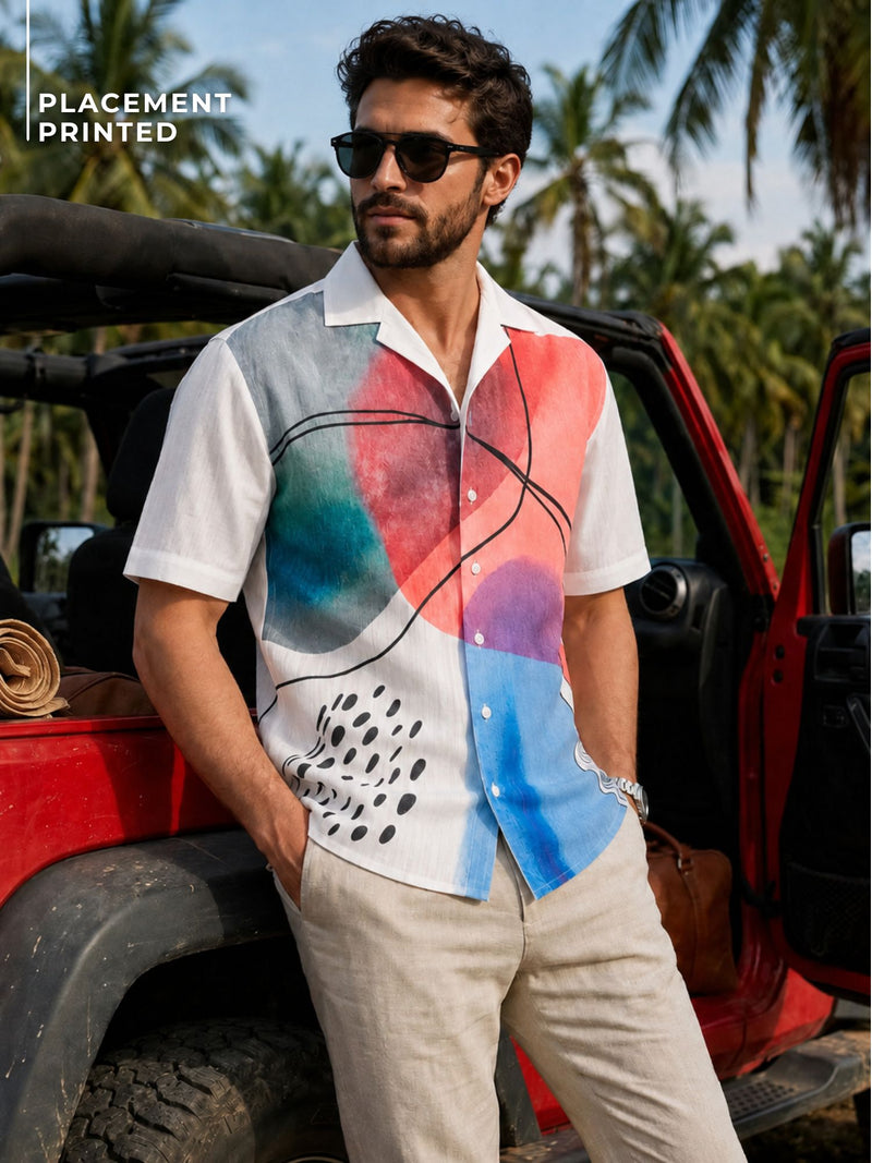 Placement Printed Textured Casual Shirt