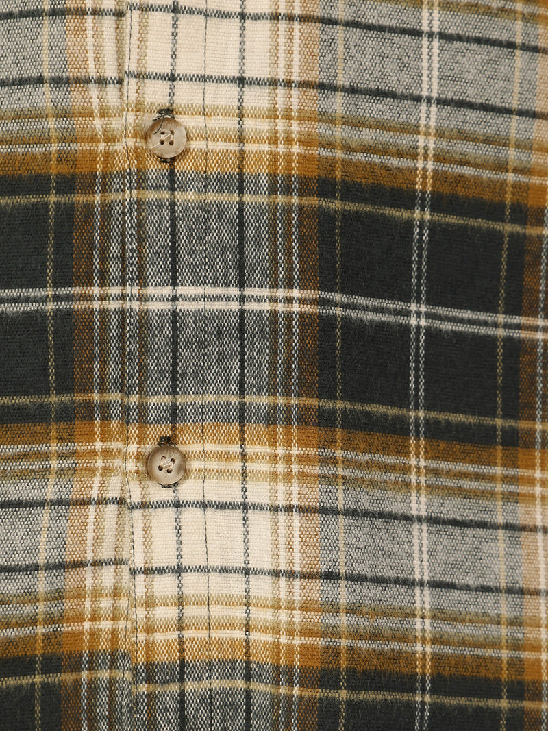 Cream & Blue: Checkered Drop-Shoulder Oversized Casual Shirt
