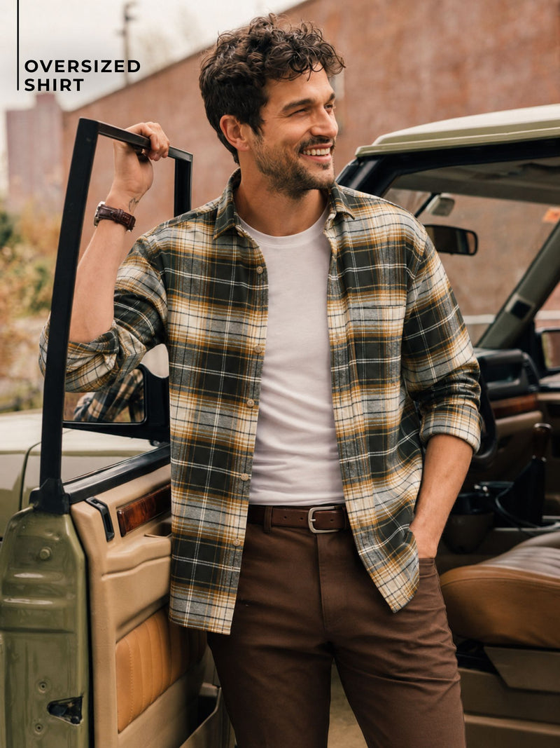 Checkered Drop-Shoulder Shirt