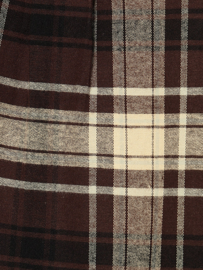 Brown & Cream: Checkered Drop-Shoulder Oversized Casual Shirt