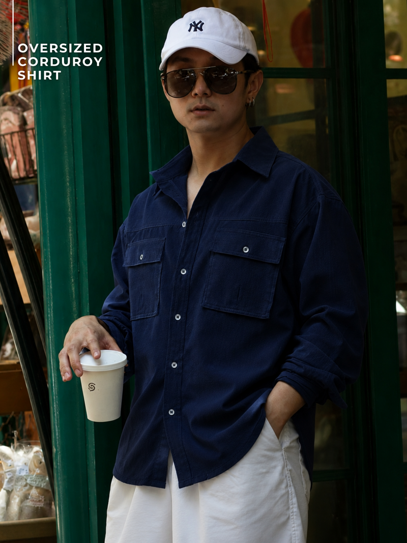 Textured Oversized Corduroy Shirt