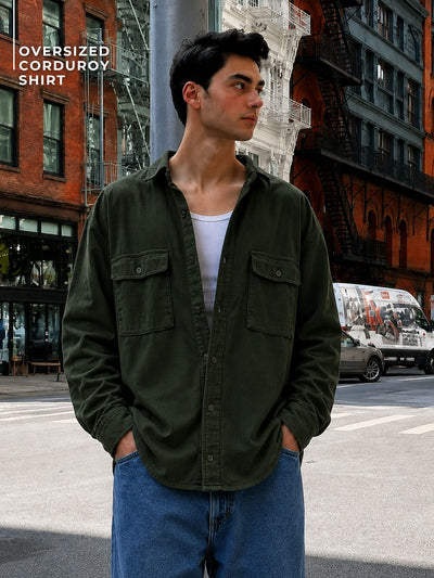 Textured Oversized Corduroy Shirt