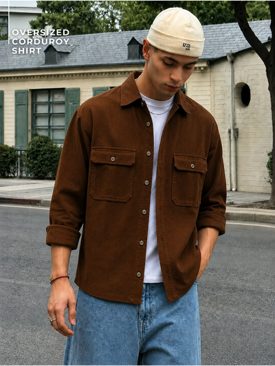 Textured Oversized Corduroy Shirt