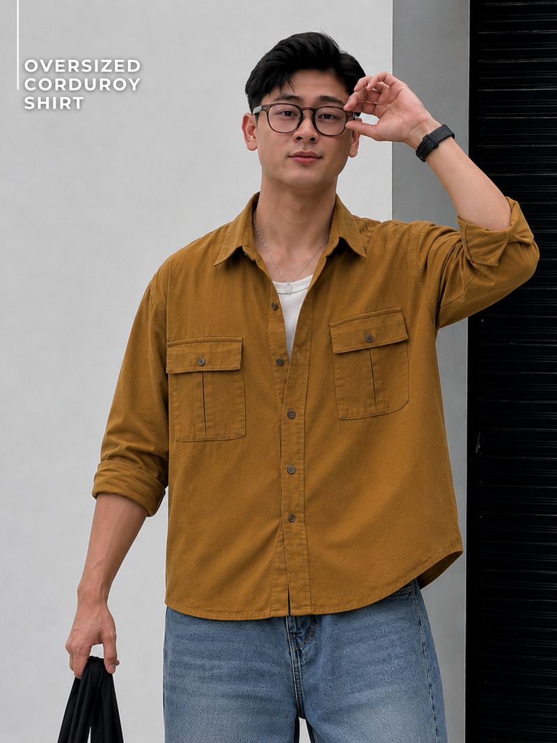 Textured Oversized Corduroy Shirt