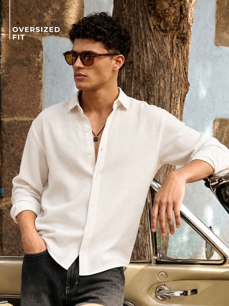 Textured Oversized Casual Shirt
