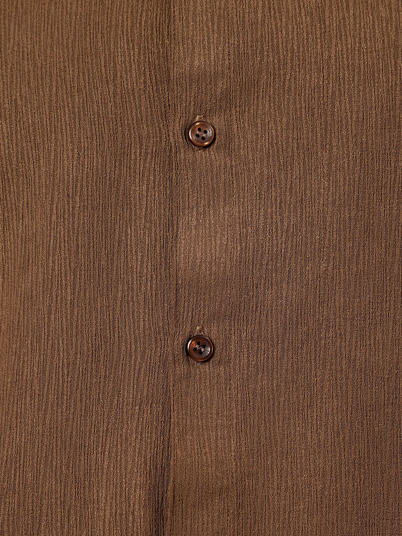 Brown: Textured Oversized Drop-Shoulder Casual Shirt