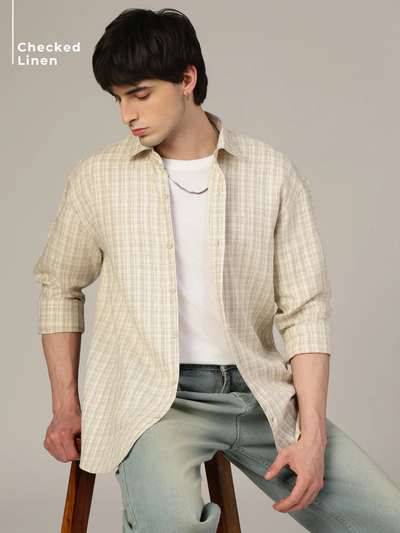 Checked Oversized Linen Shirt