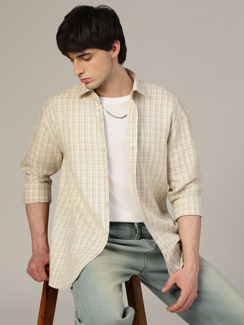 Checked Oversized Linen Shirt