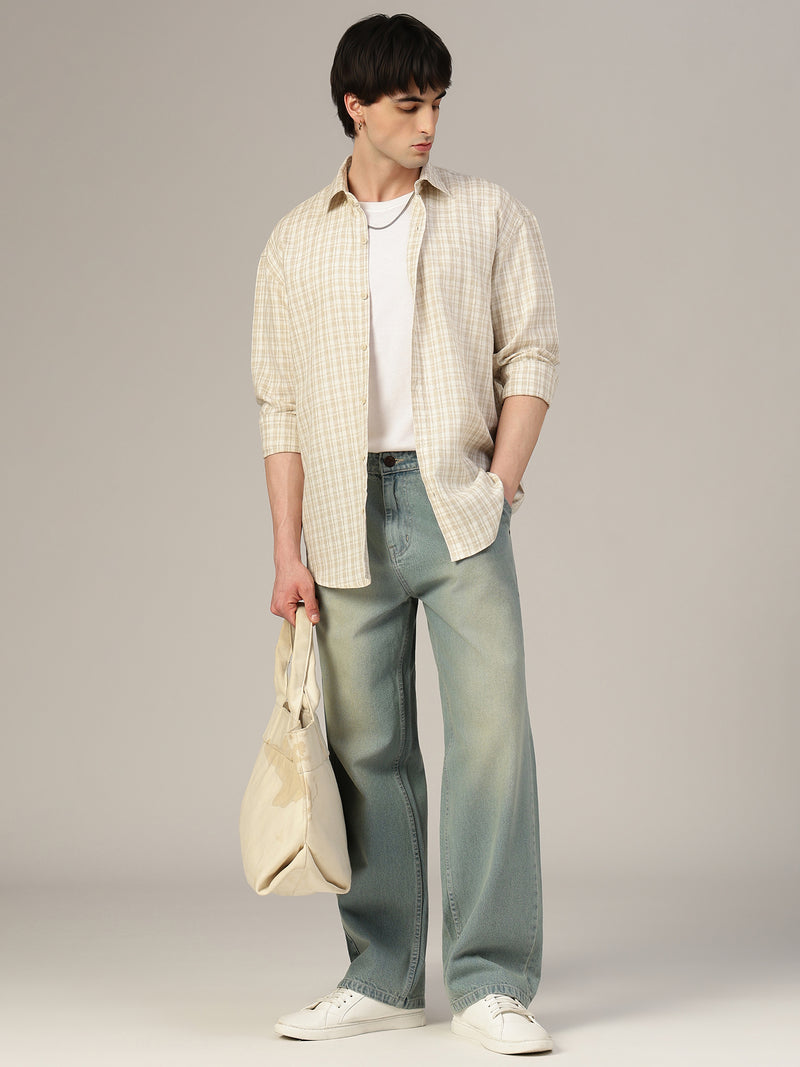 Checked Oversized Linen Shirt