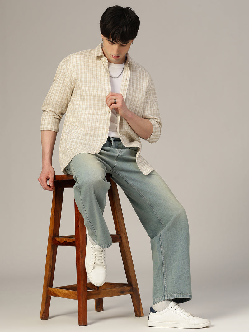 Checked Oversized Linen Shirt