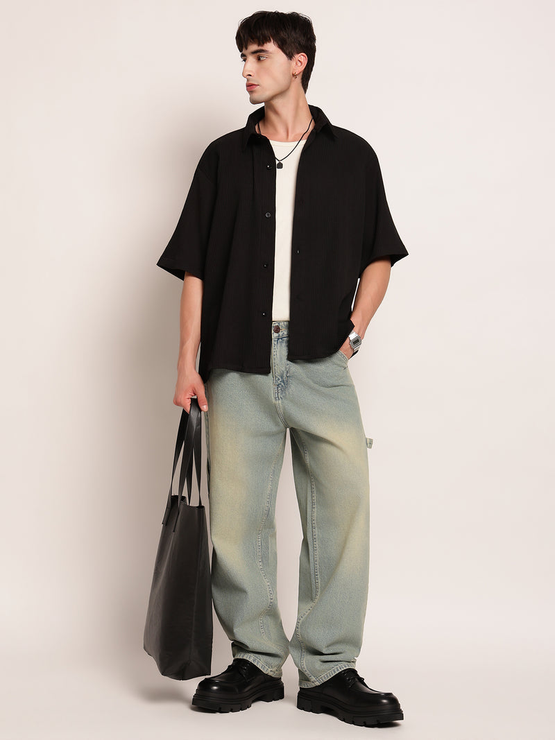Textured Boxy Fit Casual Shirt