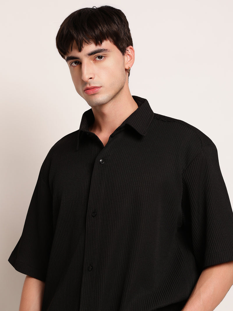 Textured Boxy Fit Casual Shirt
