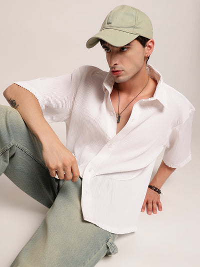 Textured Boxy Fit Casual Shirt