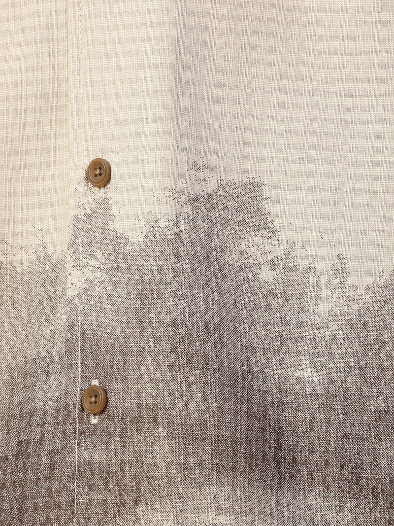 Cream & Grey Ombre Printed Oversized Shirt