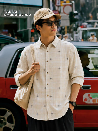 Tartan Embroidered Casual Shirt