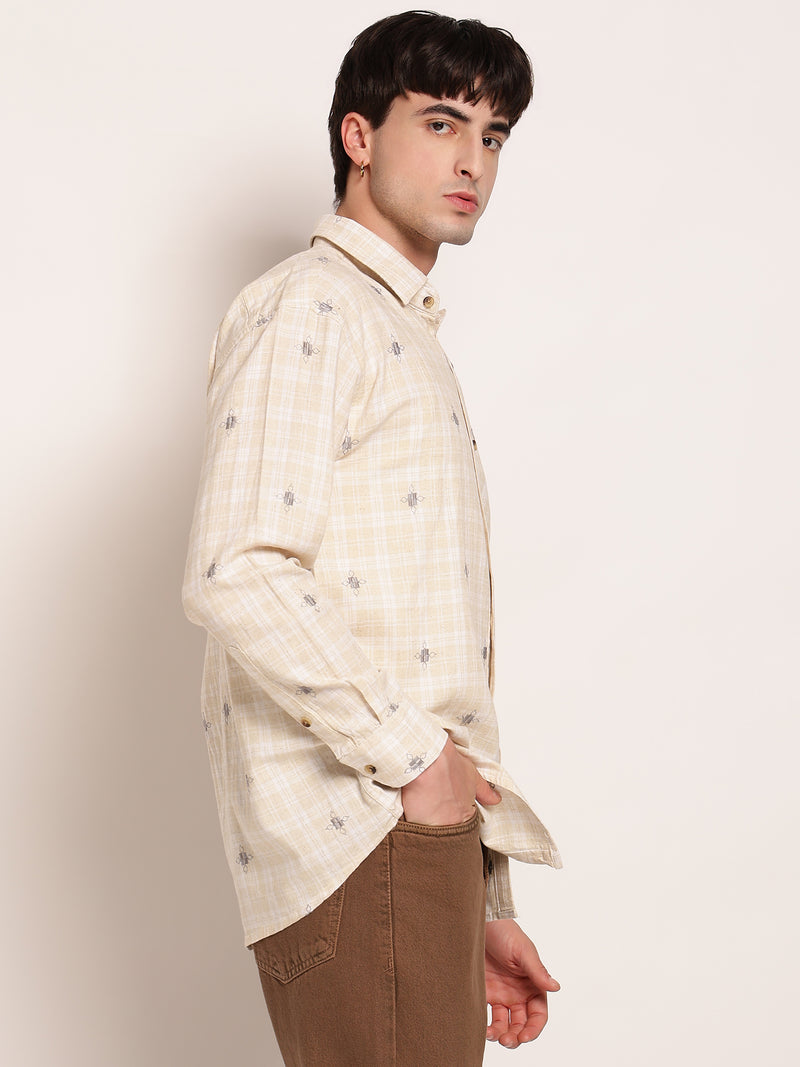 Tartan Embroidered Casual Shirt